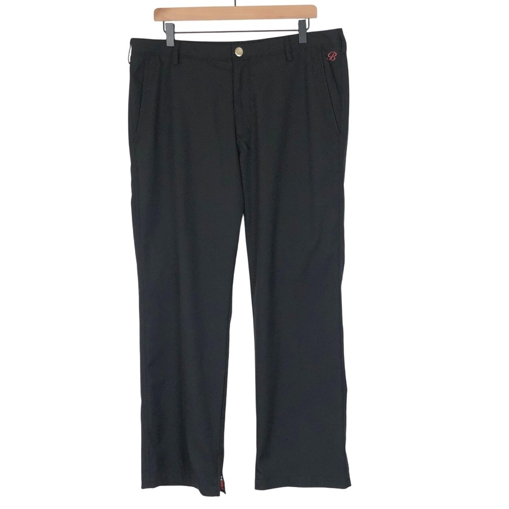 BONOBOS Golf‎ Pants Men's Sz 35x30 Black Zipper Leg Flat Front Scorecard